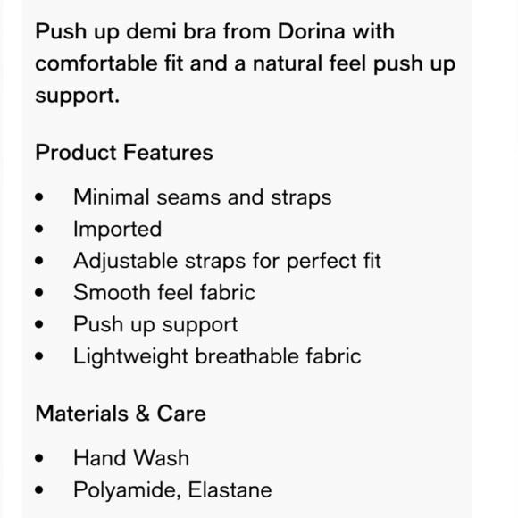DORINA CLAIRE PUSH UP PLUNGE BRA IVORY D17221A NEW WITH TAGS - Picture 4 of 7